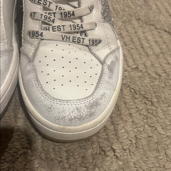 Vintage Havana Women's White and Glitter Silver Sneakers - Picture 5 of 10